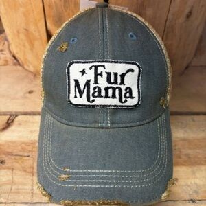 New With Tags Distressed Fur Mama Embroidered Patch Mesh Back Baseball Hat